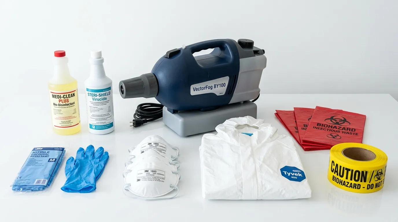 Professional biohazard remediation crew working in Warren